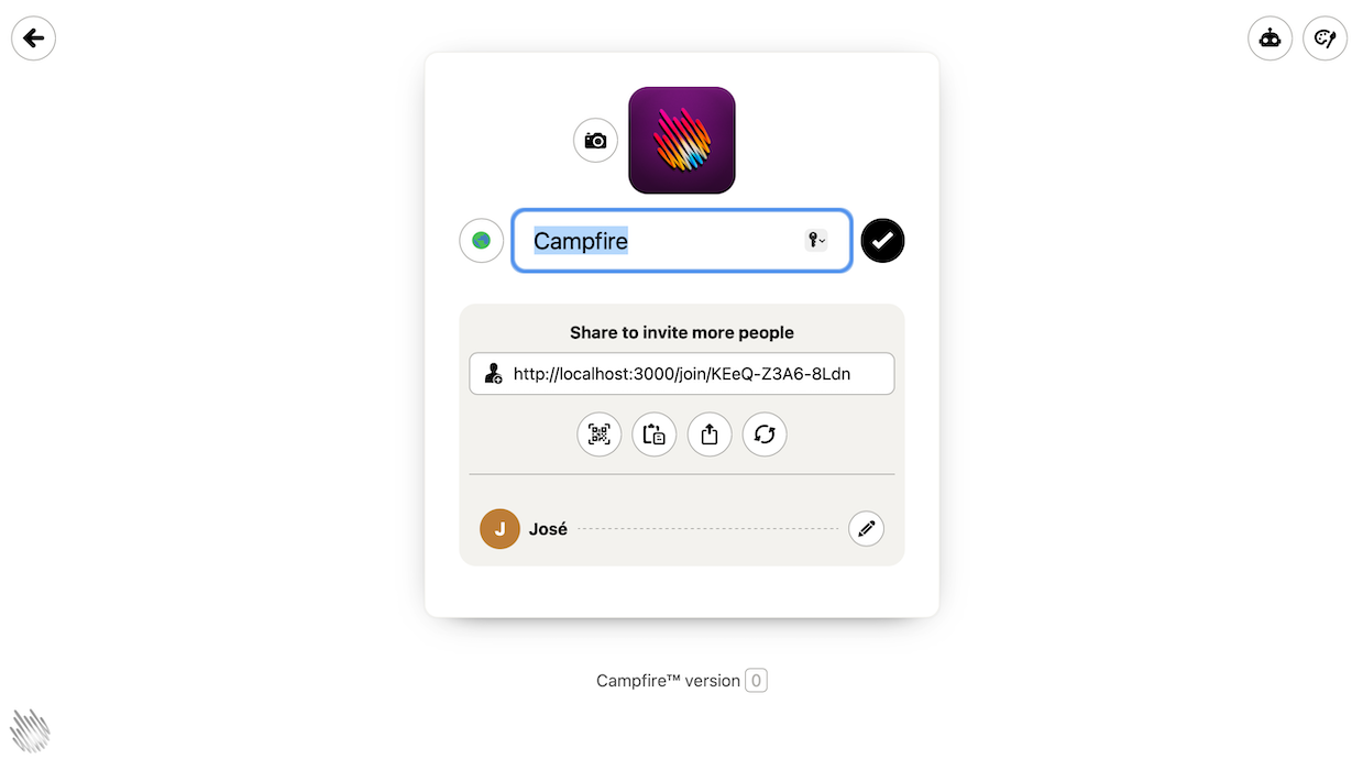 Campfire account edit screenshot